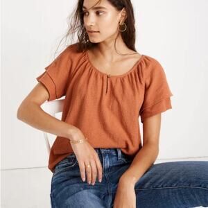 Madewell Texture & Thread Tiered-Sleeve Top Sweet Dahlia Size Medium